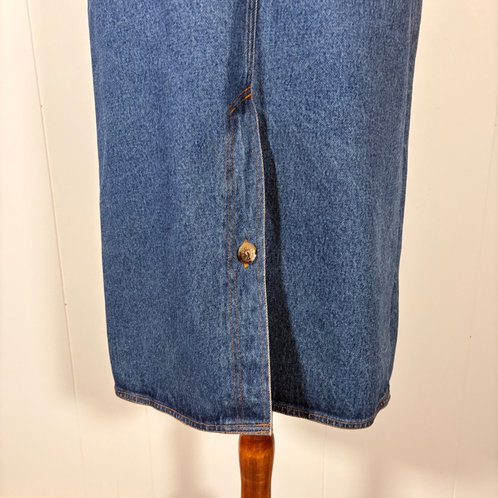 90s Y2K Denim Button Down Midi Skirt Women's 4 100% Cotton Jean Casual Classic - Picture 11 of 12